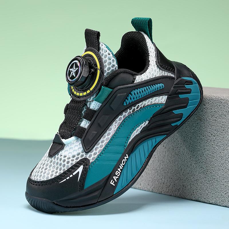 Children's little white shoes campus June 1 performance boys and girls white button sports shoes medium and older children's breathable running shoes
