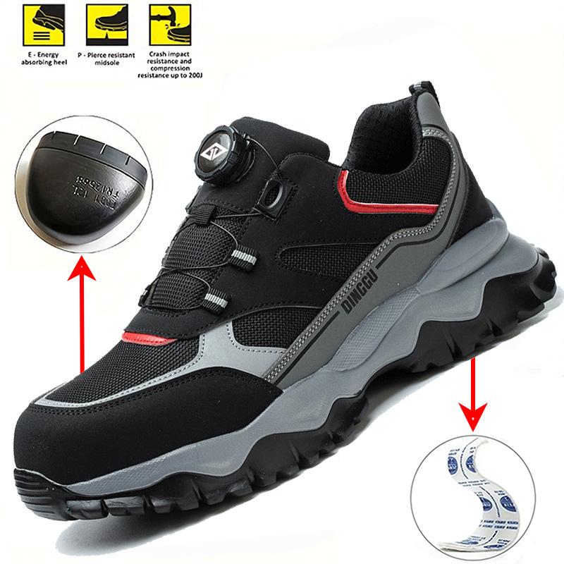 Men'S Safety Shoes Indestructible Work Boots Steel Toe Breathable Industrial Shoes Outdoor Non Slip Construction Work Shoes