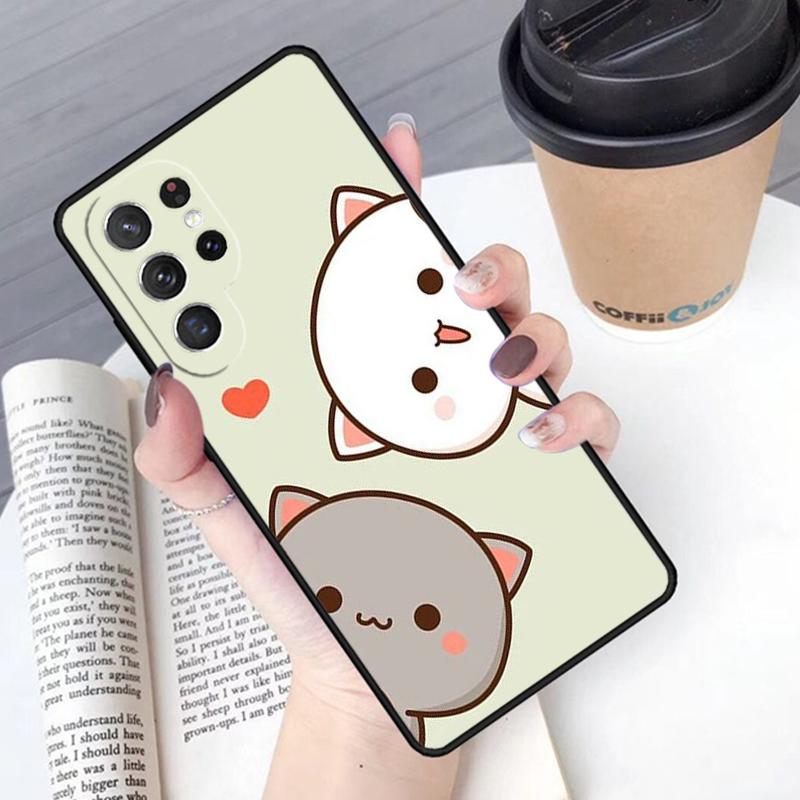 Mochi Peach Cat phone case Cover For Samsung Galaxy S24 S25 Ultra S21 S22 Ultra S10E Note 10 Plus Note 20 FE S23