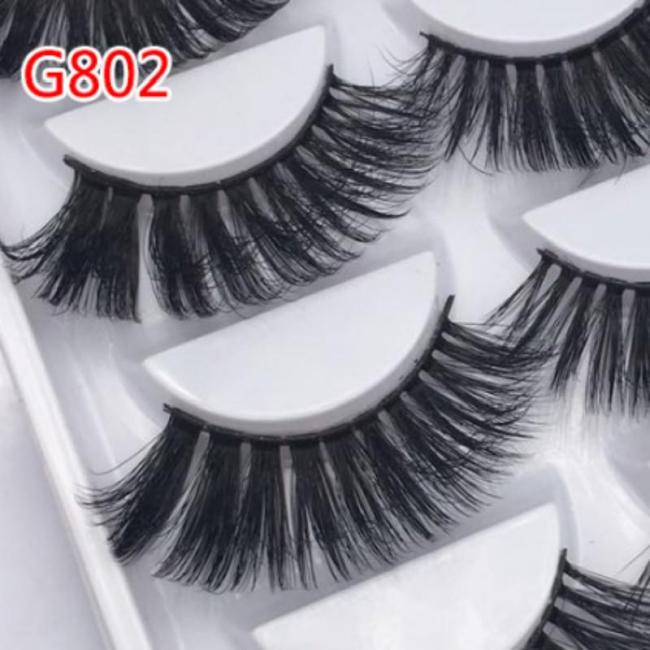 Buy 5 Pair Fashion Natural Handmade Long False Black Eyelashes Makeup ...
