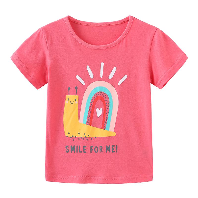 

Girls European & American Style Cotton Short Sleeve T-Shirt – Summer Fashion Round Neck Pullover 6Y (120 cm)