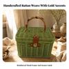 Rectangular Lidded Wicker Basket Sturdy Woven Container with Handle Easy