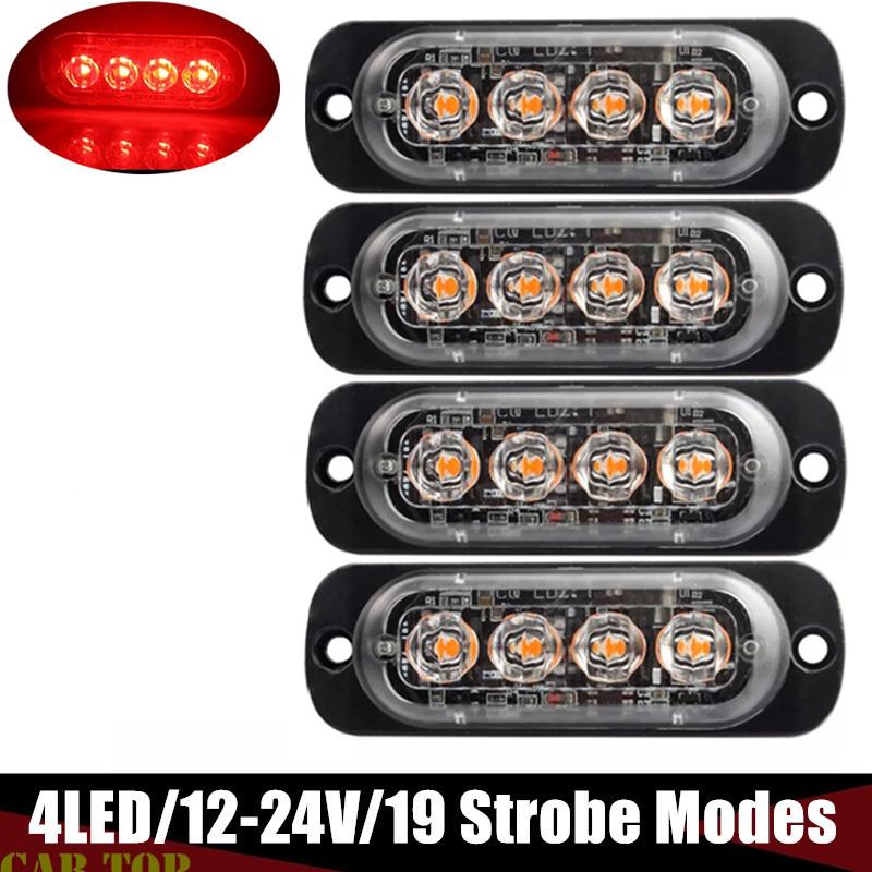 4X4LED Car Strobe Warning Light Grill Flashing Breakdown Emergency Light Car Truck Trailer Beacon Lamp Led Side Light for Car
