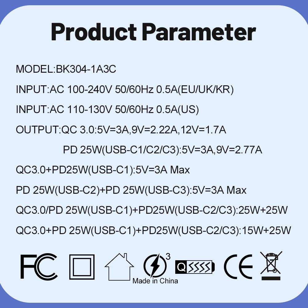 Adăugați încărcător de 100W cu 4 porturi TypeC, încărcare rapidă QC3.0, încărcător de călătorie pentru iPhone Samsung Xiaomi, adaptor de perete cu priză EU/US/UK/KR