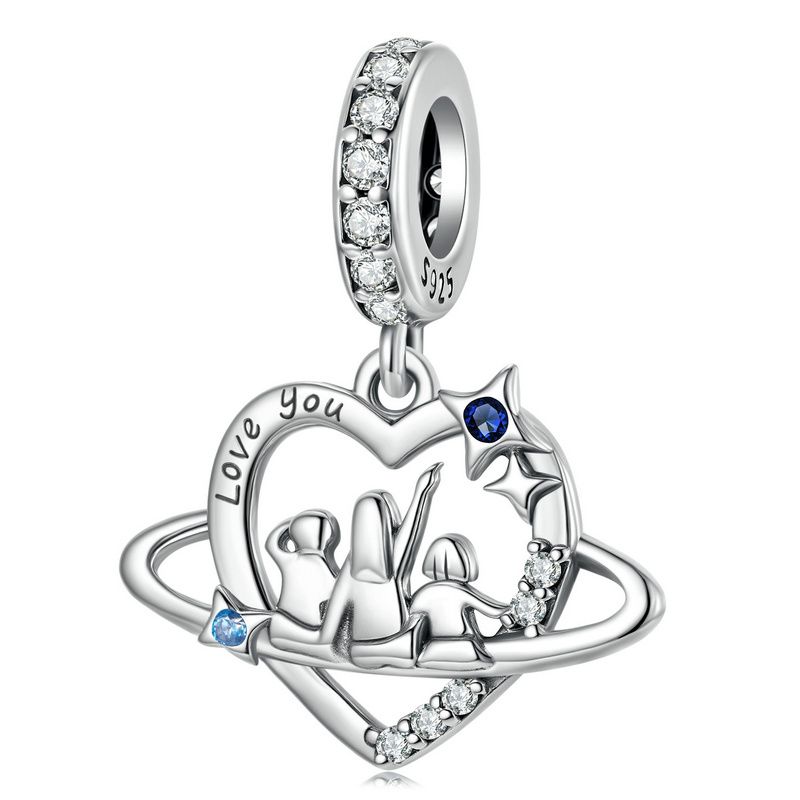 WOSTU 925 Silver Family Jewelry Series Mother & Daughter Charm Sister Beads Angel Guardian Pendant Fit DIY Bracelet NEW