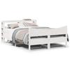 VidaXL Bed Frame with Headboard White 120x200 Cm Solid Pine Wood, Slatted Base, Double Bed Frame, Wood Bed Frame 3306307