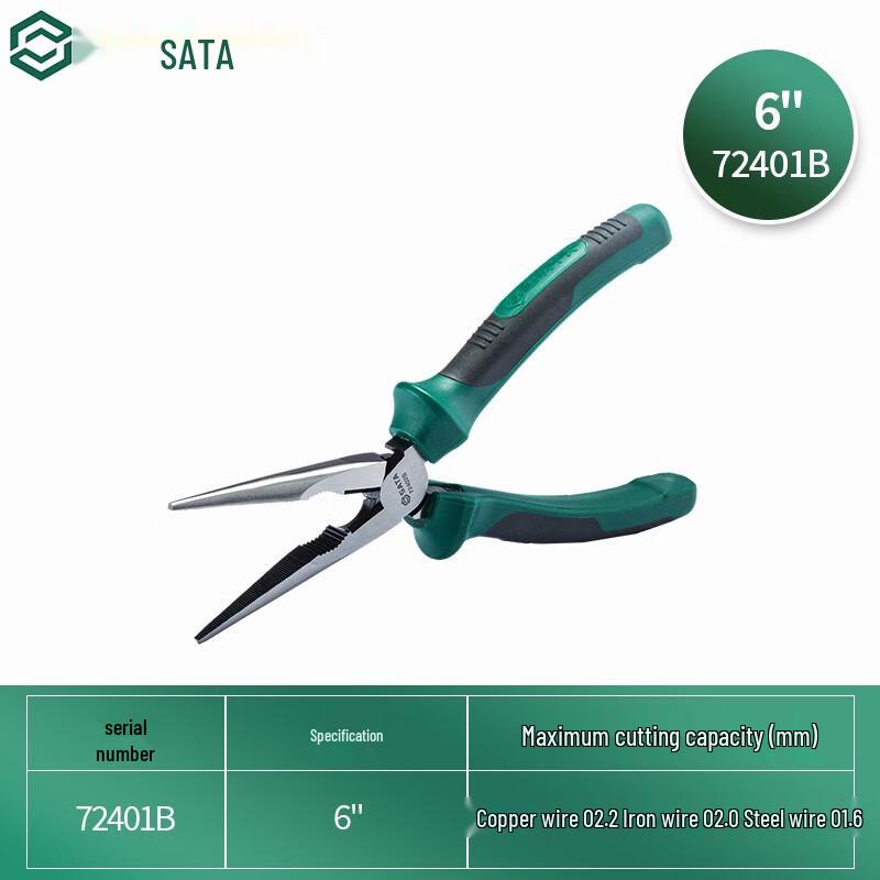 SATA 72401B 6-inch Effort-Saving Long Nose Pliers