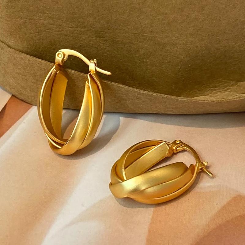 

Real 925 Sterling Silver 18K Gold Cross Twisted Geometric Hoop Earrings for Women Minimalist Fine Jewelry Trendy Accessories