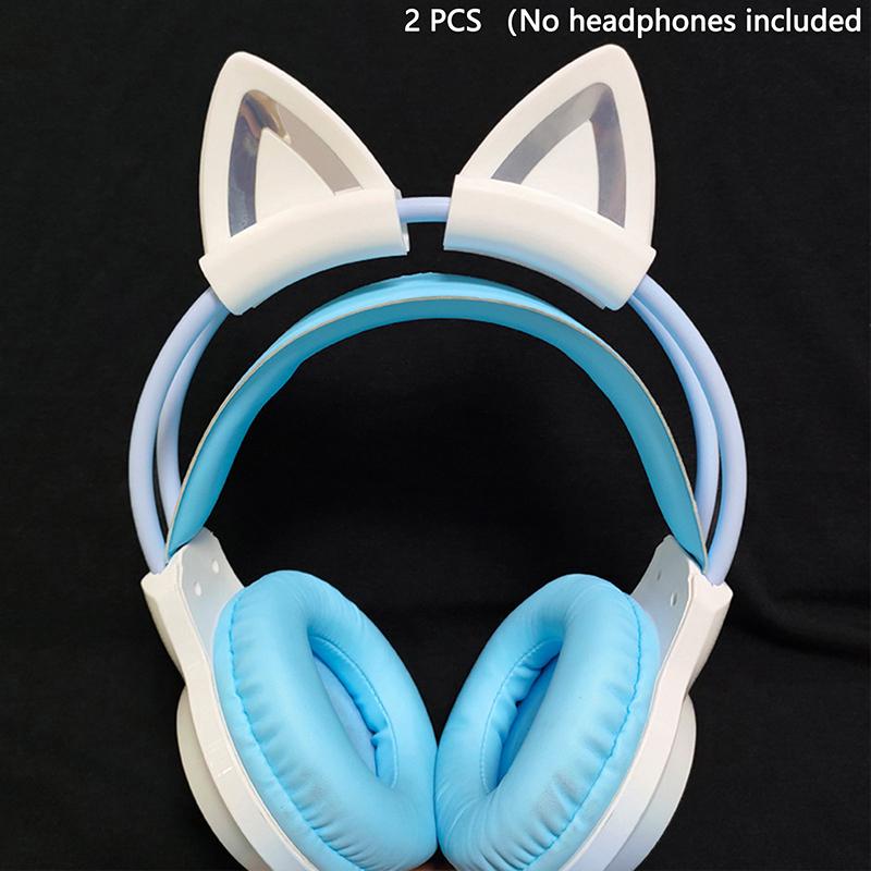 2Pcs Cat Ear For Earphone Gaming Headsets Attachment Stereo Headset Decoration Lightweight Silicone Pendant