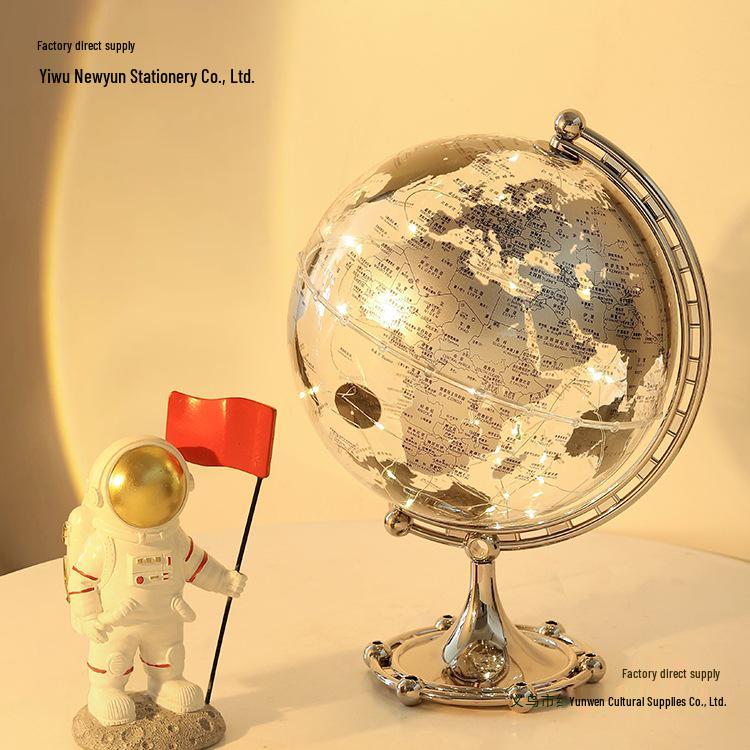Astronaut Boy Globe Ornament: Luxurious Birthday Gift & Decorative Piece for Living Room or Wine Cabinet.