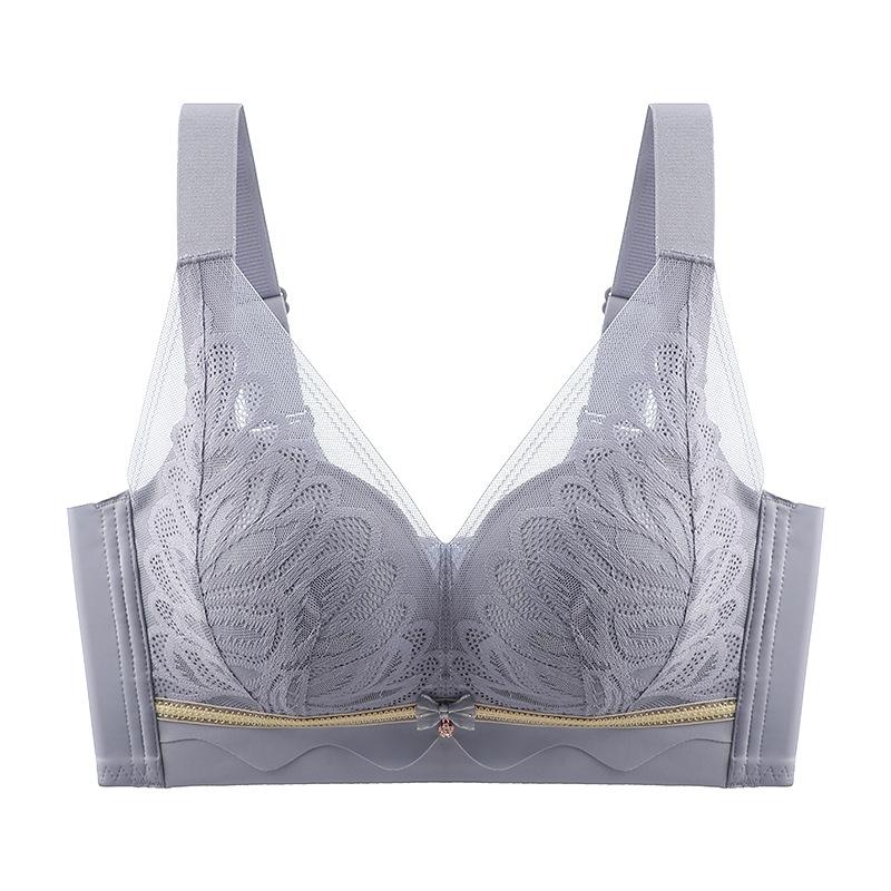 Adjustable female display large comfortable upper support anti-sagging skin-friendly breast non-marking lace bra