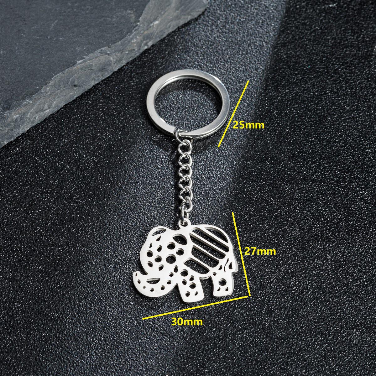 Non-fading Cartoon Elephant Keychain for Men & Women - Stainless Steel Pendant стальной