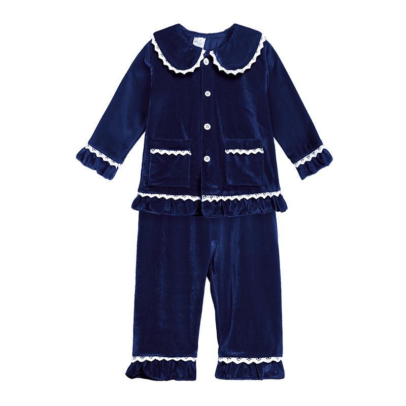 Children's Gold Velvet Pajamas - Autumn/Winter Homewear for Boys and Girls