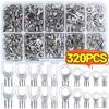 320/box Copper Ring Fork Terminals Kit O/Y Type Brass Non Insulated Electrical Connectors Crimp Spade Cable Wire Assortment Set