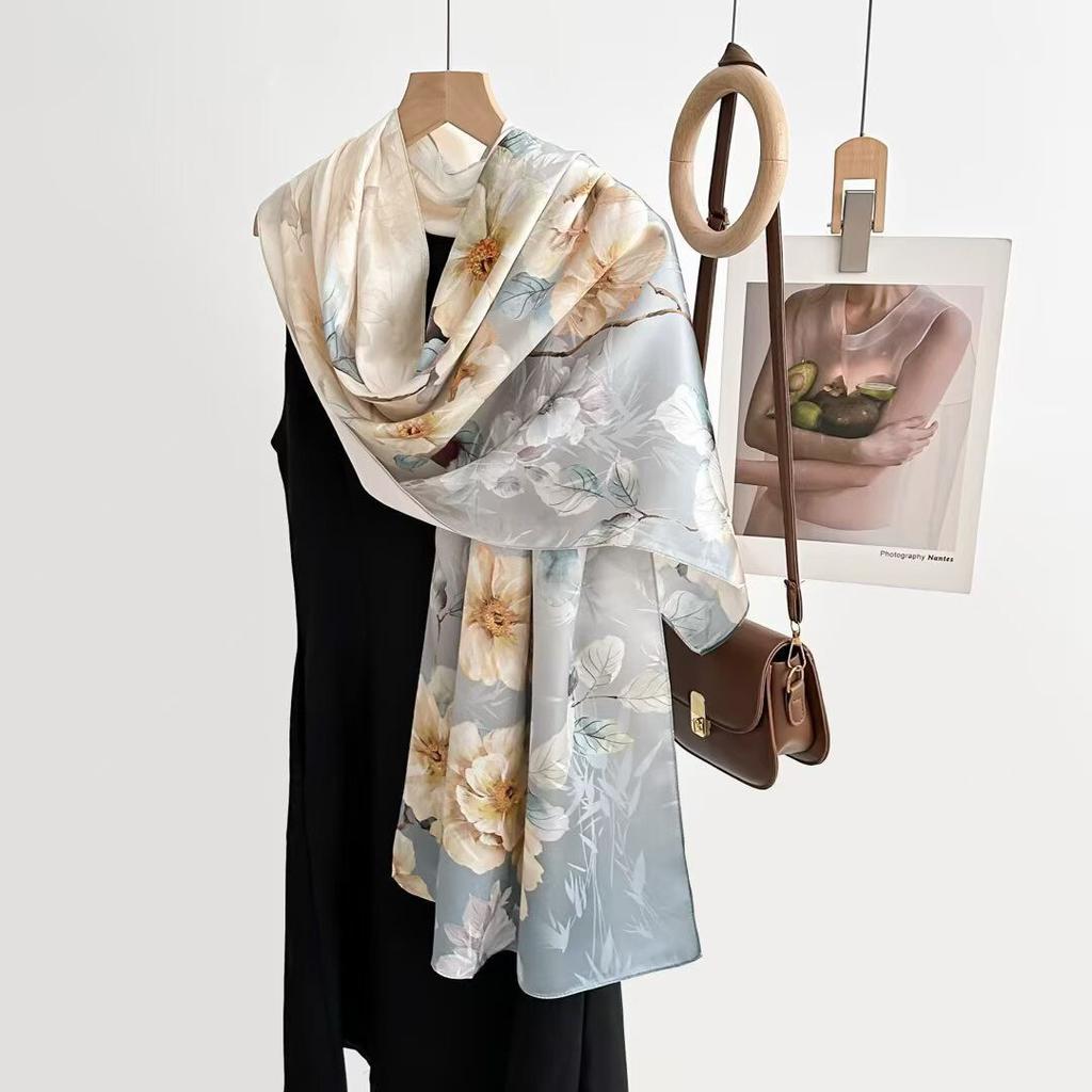 175*55Cm Luxury Scarf Silk Bandana Women Scarves Wrap Mulberry Fashion Headband Hijab Shawls Foulard Headkerchief