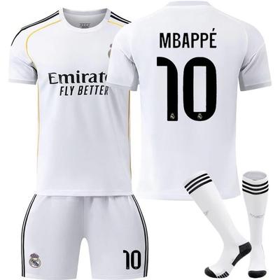Jugendliche Kinder Erwachsene Benutzerdefinierter Name Fußballtrikots 25/26 Real Madrid Heim #10 Mbappé Sport Trainings Trikot Set mit Socken