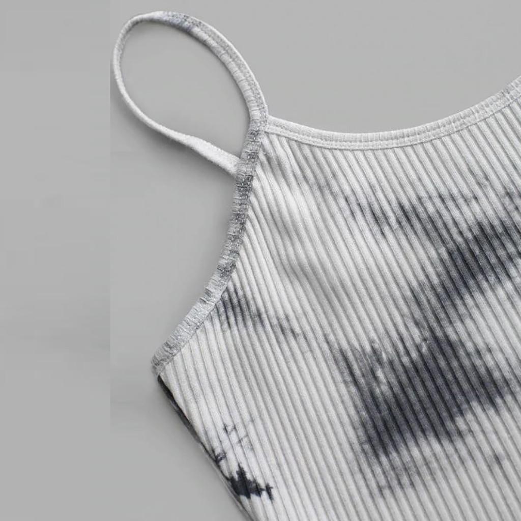 Women Ladies Tie- Print Sleeveless Blouse Pullover Vest Tank Crop Tops Shirts