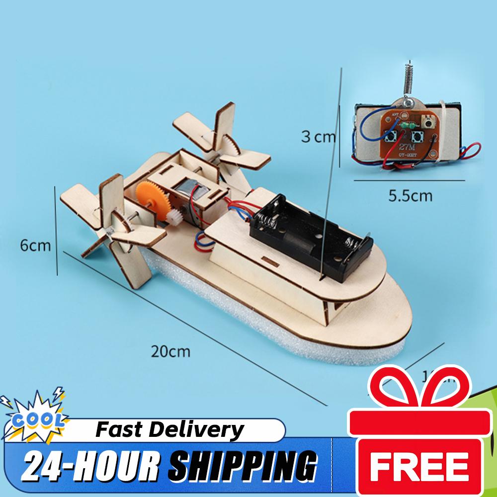 Kids DIY Remote Control Paddle Wheel Ship Model Kids Students Science Experiments Kit Science Invention Experiment Material Toys