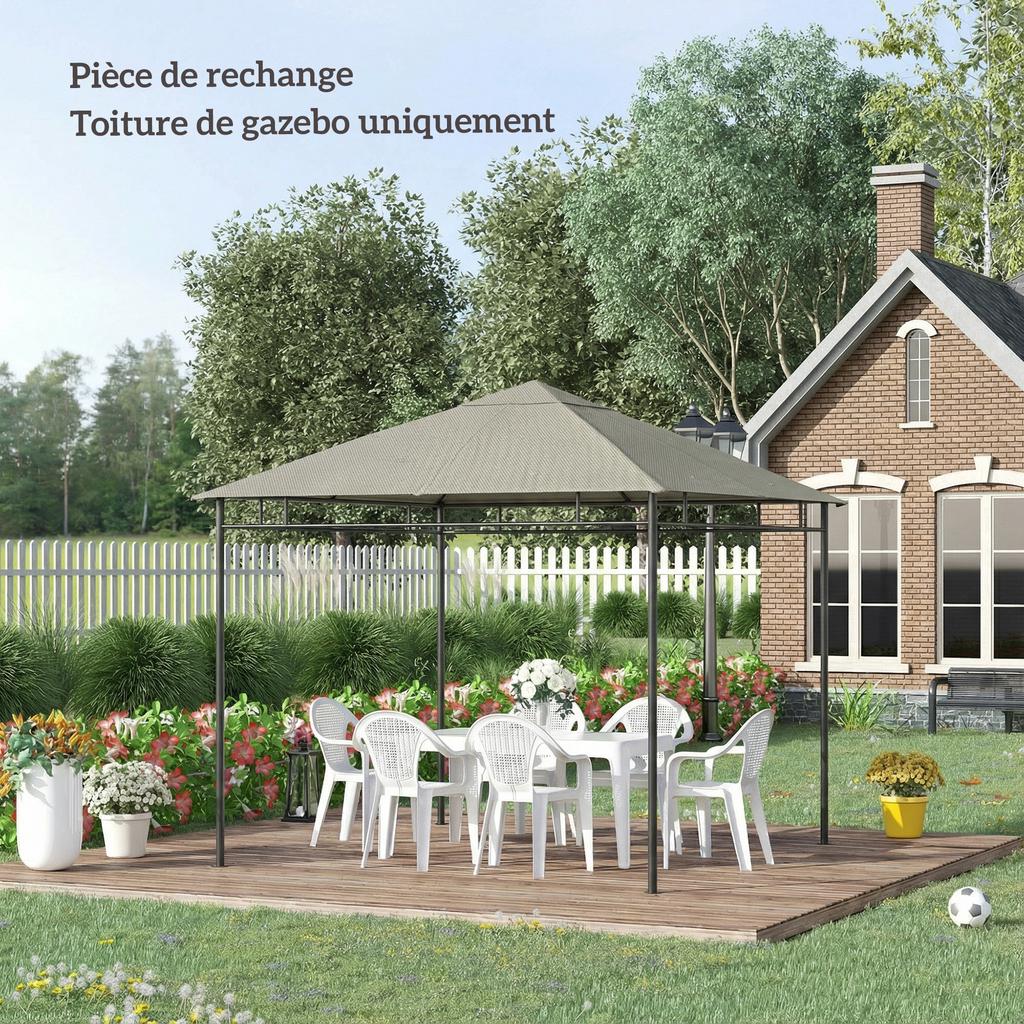 Replacement canopy for pavilion gazebo tent replacement roof garden gazebo polyester 180 g/m² 3 x 3 m grey