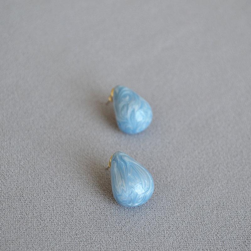 

Позолоченные эмалевые серьги-капли с серебряными пусетами 925 пробы - Японский и Корейский дизайн синий