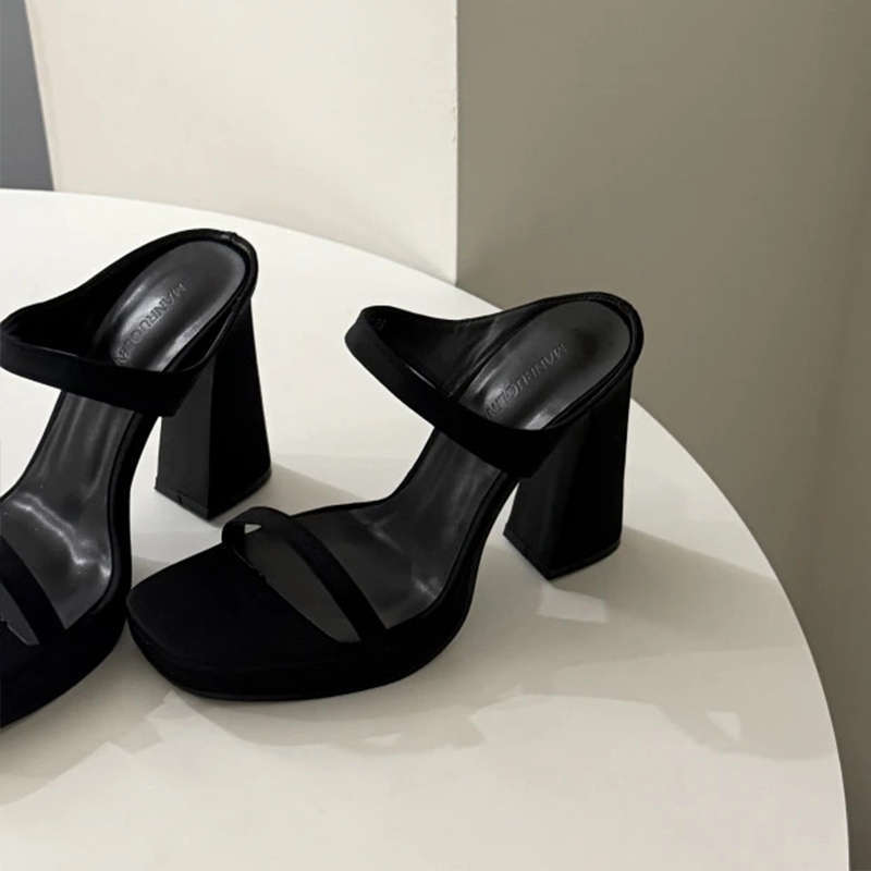 

Fashion Hot Selling 2025 Luxury Women Slippers High Heels Sexy Shoes Summer Elegant Fashion Pumps Stilettos Woman Sandals Women’s Heels 40 чёрный