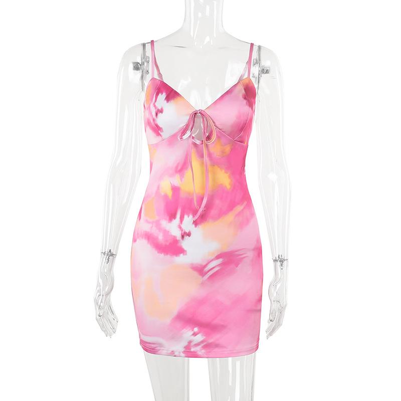 

Осеннее короткое платье, небольшое ароматное, облегающее, на бретелях, со шнуровкой, для отдыха на море M розовый