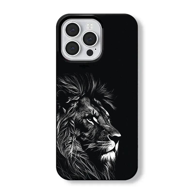 

Luxury Lion Pattern Cool Phone Case for iPhone 17AIR 16 15 14 13 12 11 PRO MAX MINI XSMAX XR 7 8 PLUS Y2K Minimalism Soft Cover iPhone 15