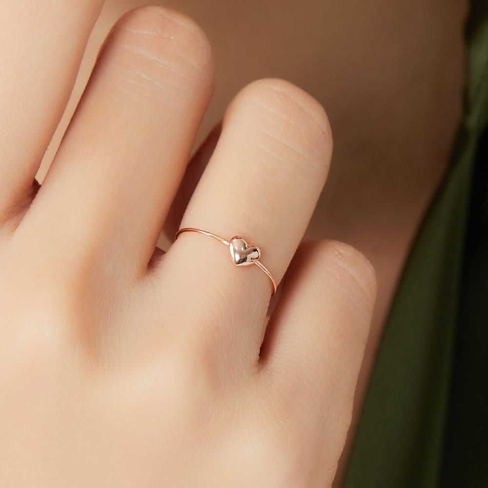 14K Plump Heart Miss Ring Gold Thread Ring