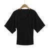 V-neck Waist Short-sleeved T-shirt Women's Summer New American Spice Girl Solid Color Five-quarter-sleeved Bottoming Shirt Outerwear Top