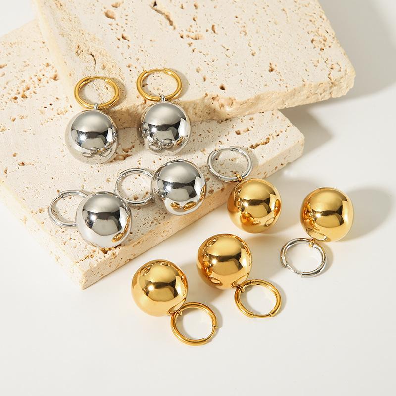 Yori Trendy Ball Pendant Earrings Stainless Steel Fashion Charm PVD Jewelry Gold Color Bijoux Waterproof Jewelry for Women