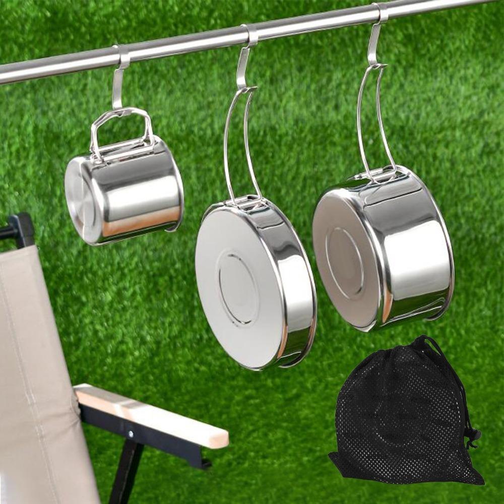 1Set Rustless Steel Food Eating Utensils Outdoor Cookware Set Restaurant Catering