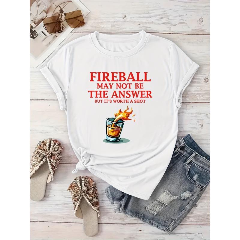 Der Feuerball ist vielleicht nicht die Lösung, ein kurzärmeliges T-Shirt für Frühlings- und Sommerurlaube, Sportbekleidung für Damen, Neue Damenbekleidung