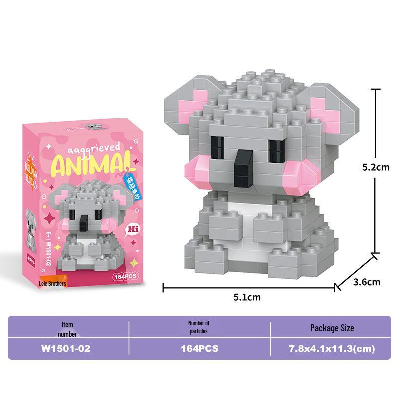 Lele Brothers Tiger Toy: Micro Particles Building Blocks for Children's Educational Model Assembly, Compatible with Lego