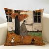 SSam Toft Art Retro Cushion Cover Natural Linen Organic Fabric DoubleSided Printing Room Sofa Decor Pillow Case