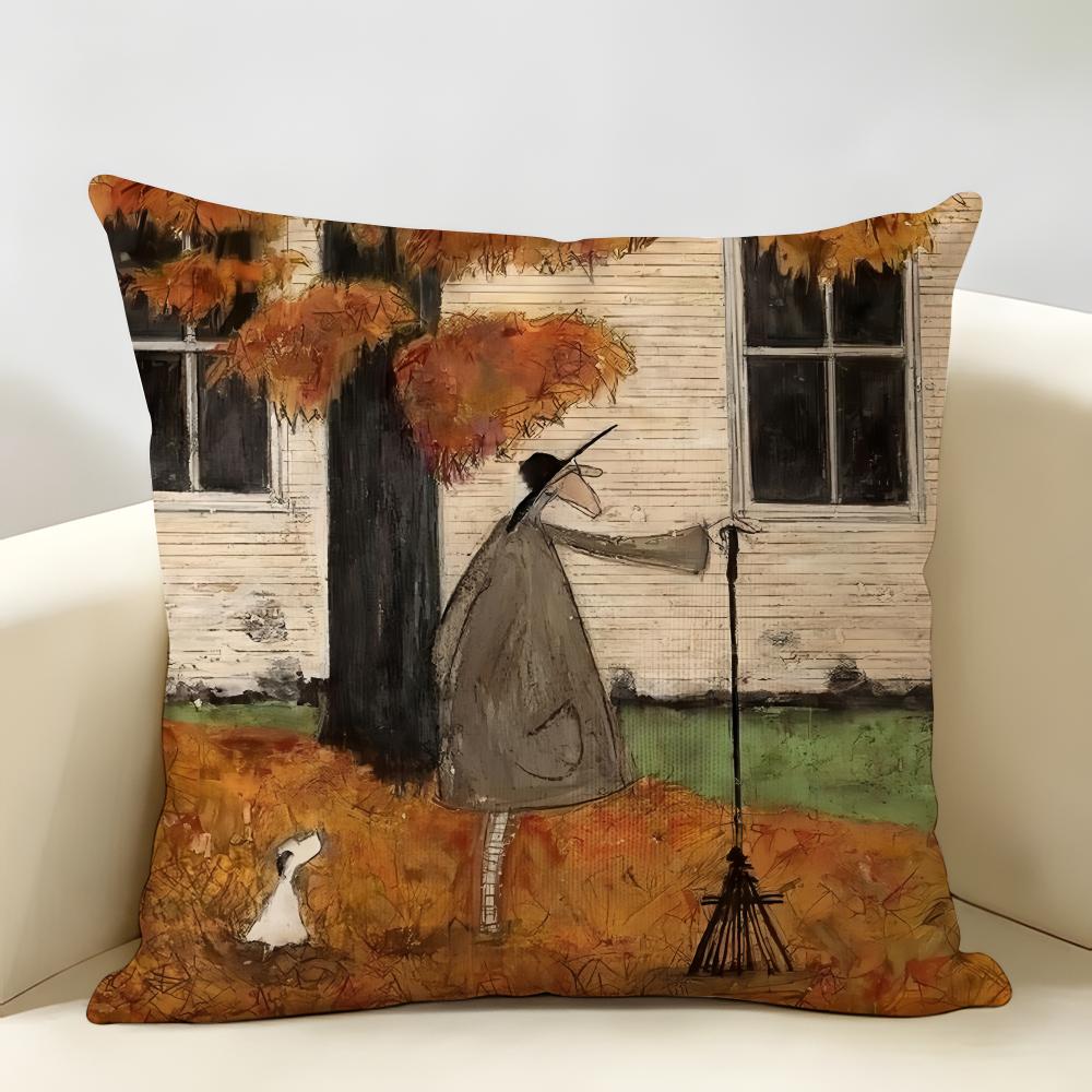 SSam Toft Art Retro Cushion Cover Natural Linen Organic Fabric DoubleSided Printing Room Sofa Decor Pillow Case