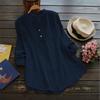 Large Size Cotton and Linen Long-sleeved Top Women's Loose Three-color Women's Shirt