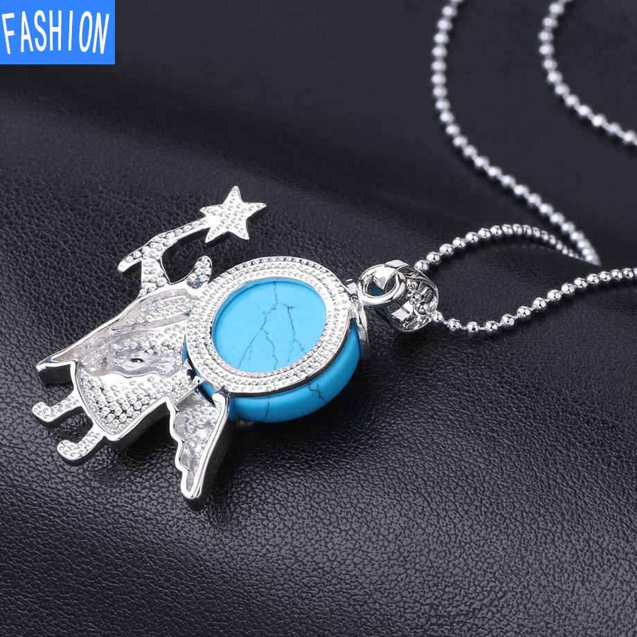 Náhrdelník s přívěskem anděl vílí hůl Přírodní kámen Crystal Polodrahokam vykládaný náhrdelník 19 barev