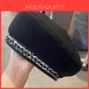 Girls Wool Beret Hat With Chain Detail For Autumn Winter Fashion Accessory