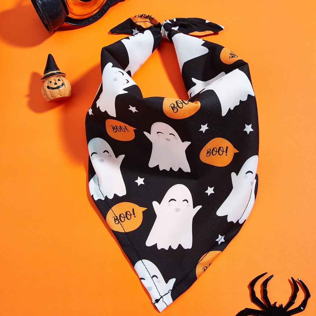 Halloween Pet Dress Up Saliva Towel Printed Dog Triangle Towel Dog Bib Pet Decorative Scarf