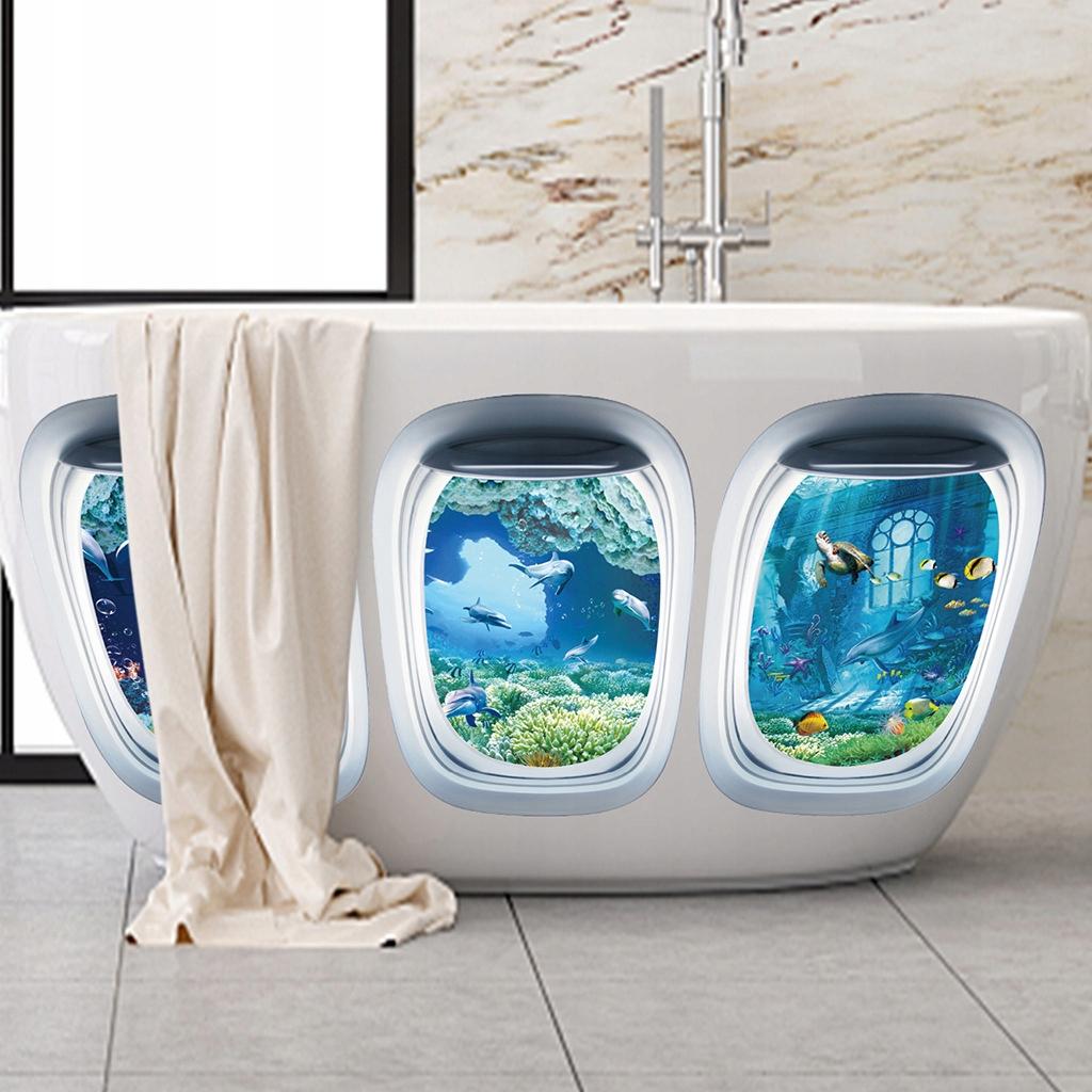 Bathtub Stickers Decorative Aquarium Bathroom Underwater World Window 20X30Cm 3X