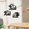 Metal Elk Bear Moose Mountain Forest Silhouette Metal Wall Art Rustic Cabin Outdoor Decor Set