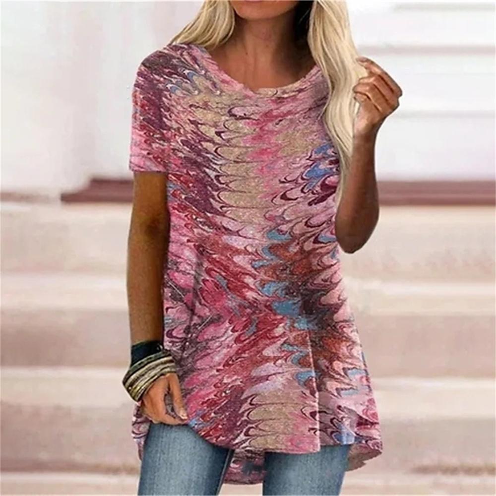 Summer Abstract T-Shirts 3D Printed Streetwear Women's Elegant Fashion Oversized O-Neck T Shirt Female Ladies Tees Tops Clothing