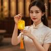 LED Bead Mid Autumn Lantern Sturdy Frame Glowing Holiday Lamp Printed Fabric Lantern  Culture Fans