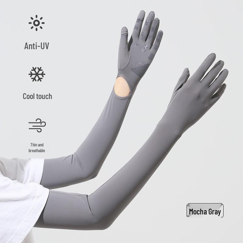 Ice Silk UV Protection Sleeves: Long Sleeve, Touchscreen-Ready for Outdoor Cycling & Driving.