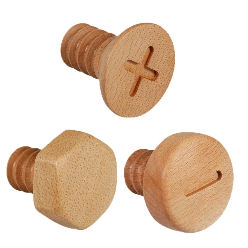 Wall Hooks Wood Clothes Coat Hook Screw Design Key Holder Hooks For Hanging Beech Wood Hat Clothes Rack Nordic Home Accessories