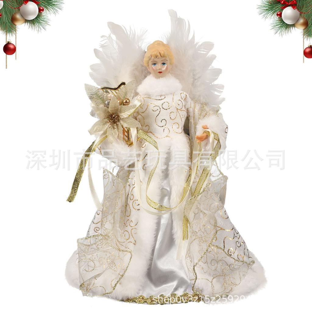 Christmas Santa Claus & Angel Figurine Set, Holiday Tabletop Decor for Hotel Lobby, Window Display, Entryway Ornament