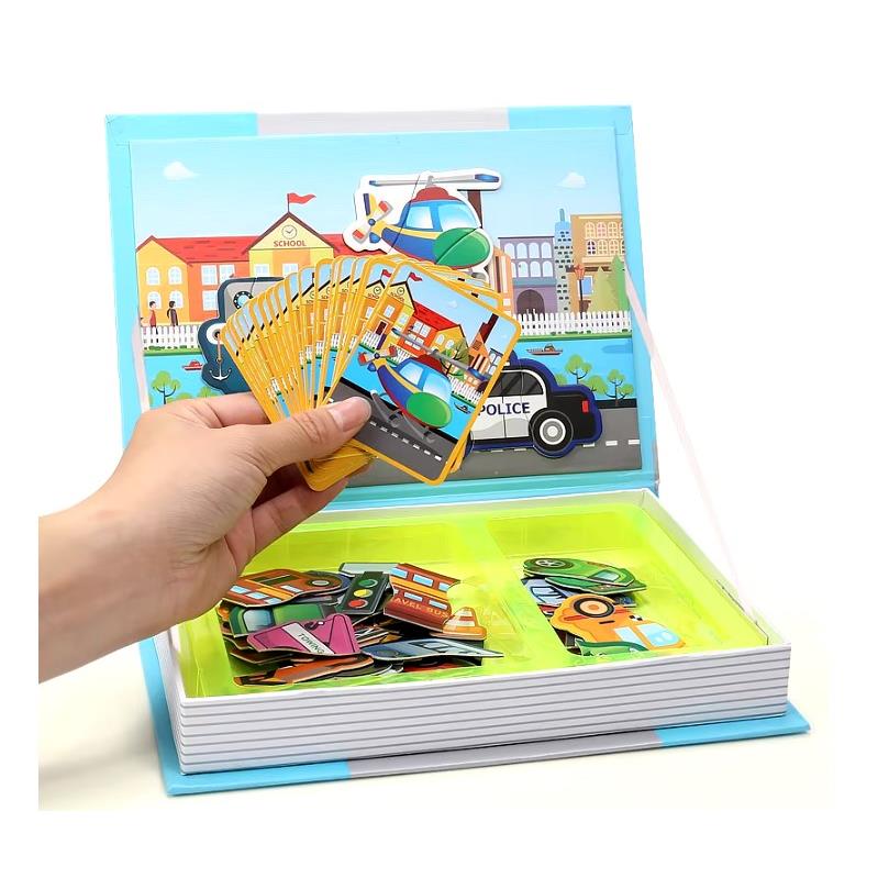 Puzzle Book Magnetic Magnets Puzzle Vehicles Cars Transport 77 pcs.