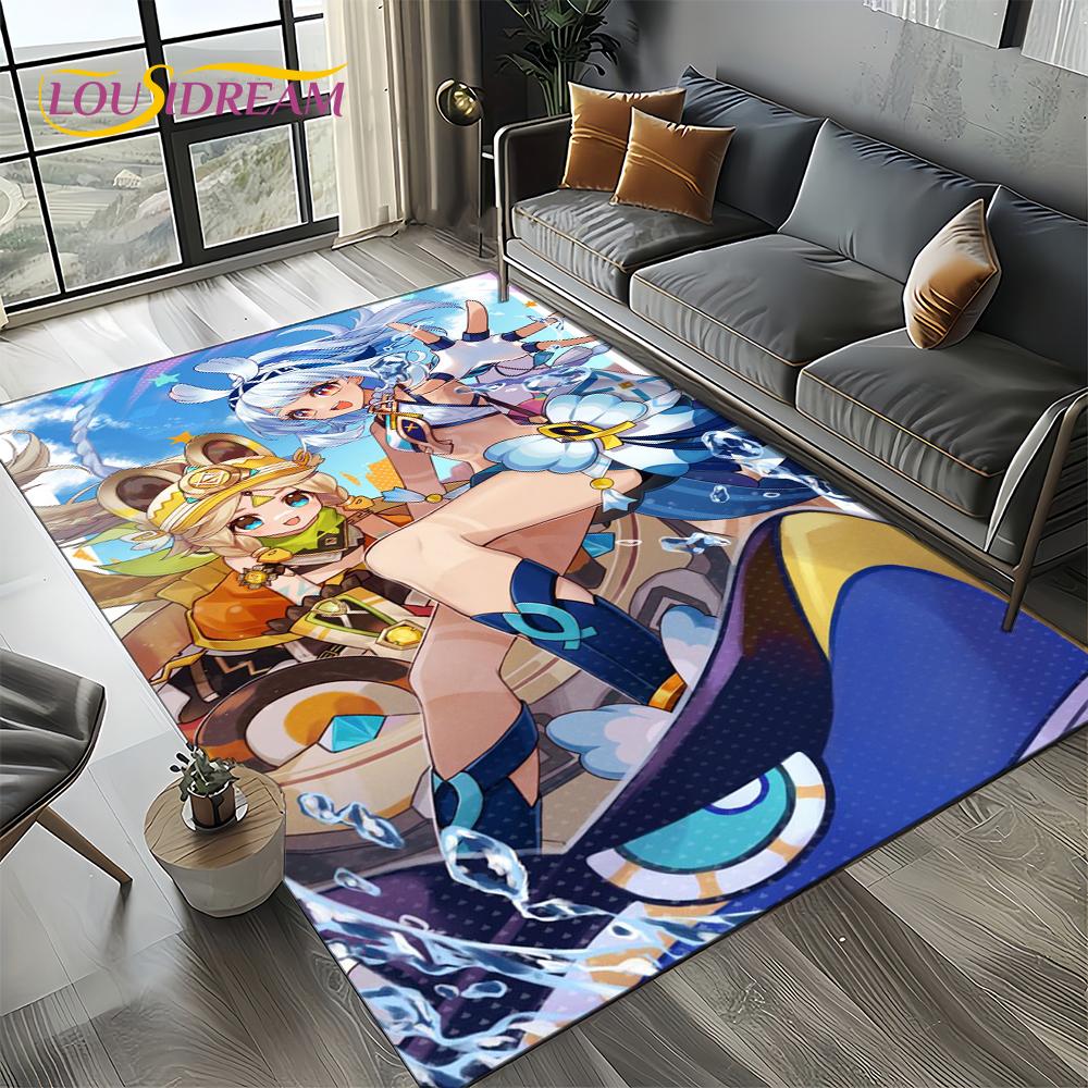 2025 New Cartoon Genshin Impact Character Solo Game Carpet Rug for Living Room Bedroom Home Sofa Decoration,Non-slip Floor Mat