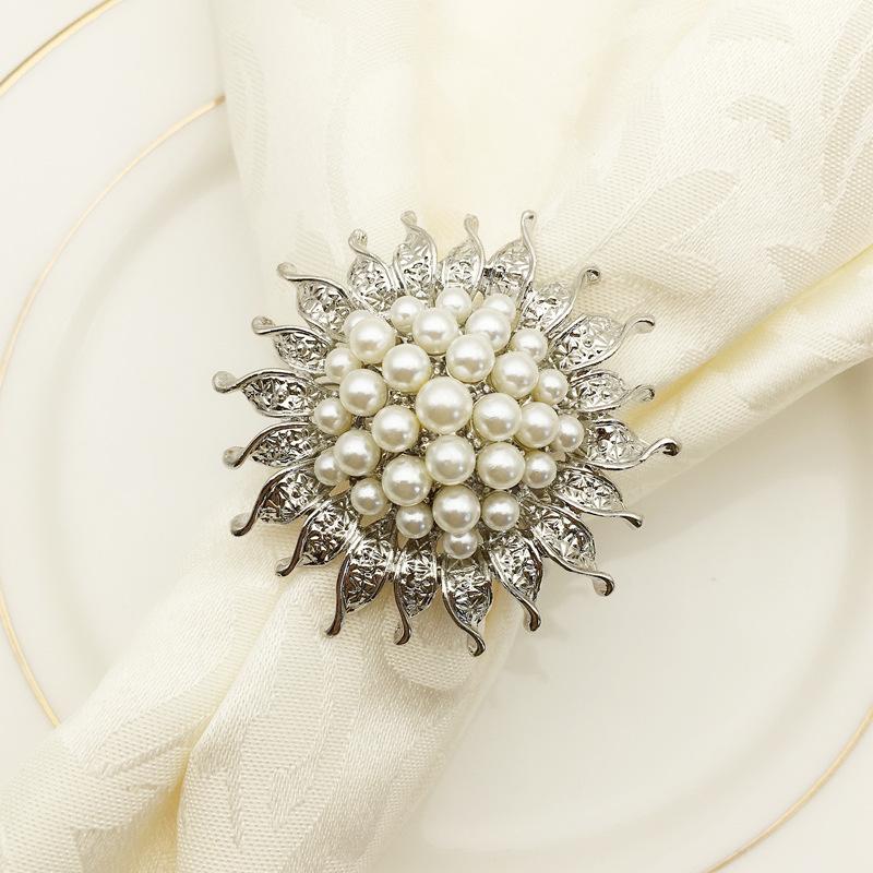 

Роскошное кольцо для салфеток с бриллиантовым жемчугом, позолоченное кольцо, принадлежности для отелей, украшение для рабочего стола, 12 шт.