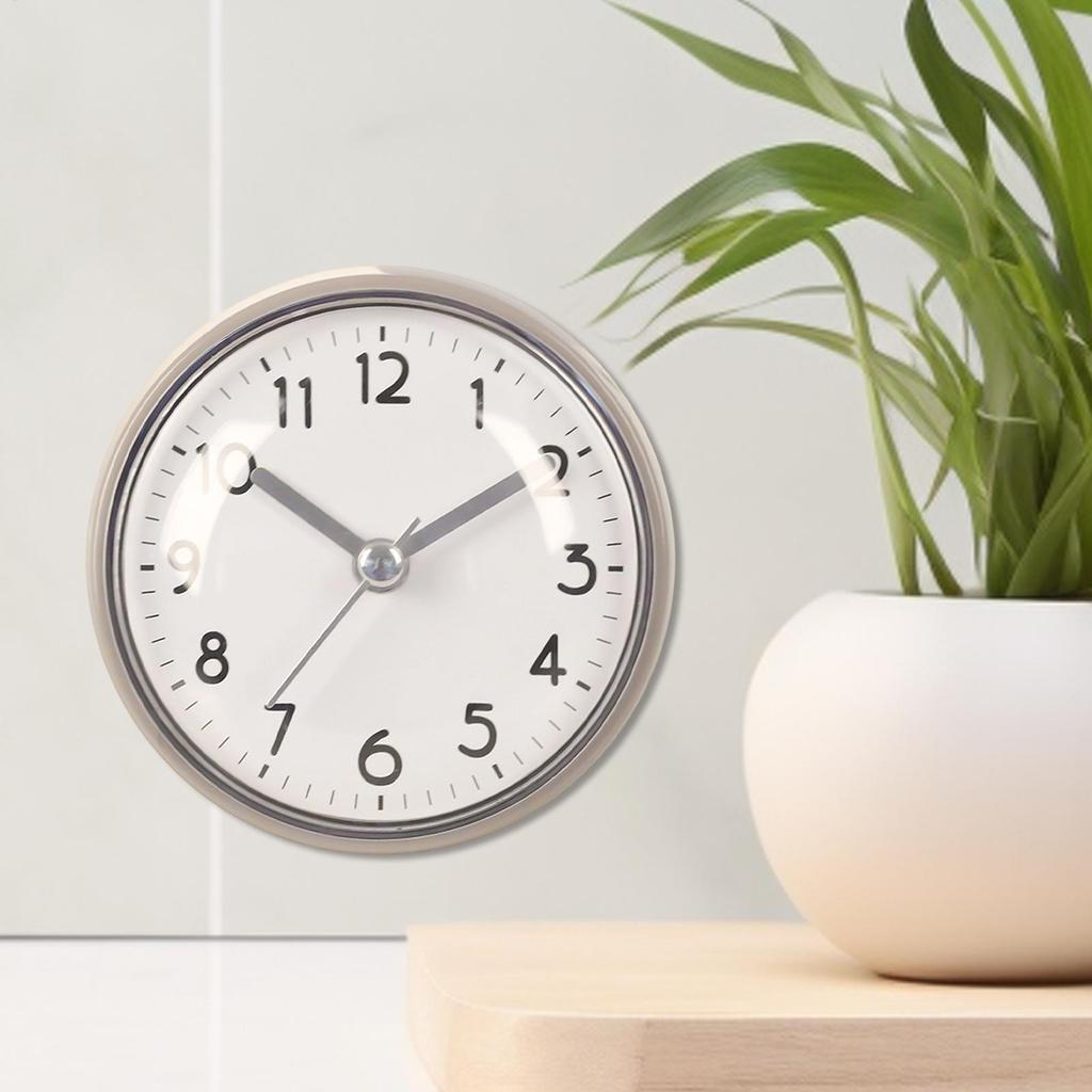 Dusch-Anti-Beschlag Wasserdicht Mini Klein Tischdekoration Küche Wohn Badezimmer Wanduhr Toilette Rund Saugnapf Dekor Kunst